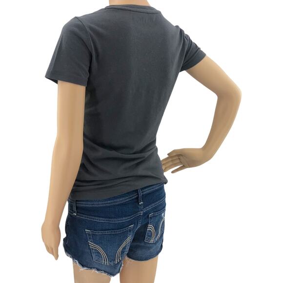 Aeropostale MEDIUM Gray Velvet Cursive Spellout Short Sleeve Tee Shirt T-SHIRT - Picture 4 of 5